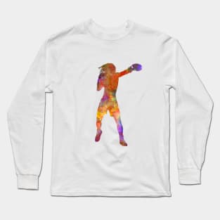 Boxing-muay thai in watercolor Long Sleeve T-Shirt